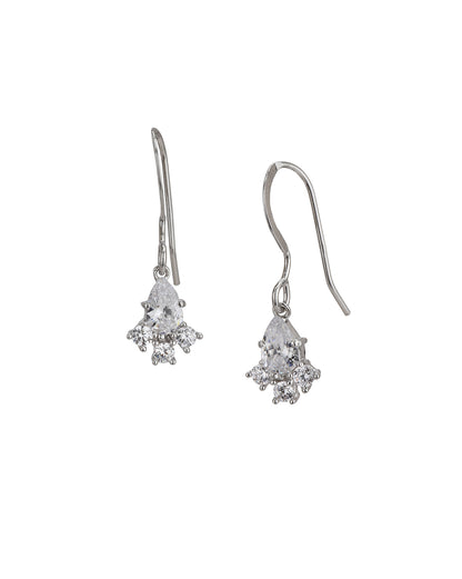 925 Sterling Silver Rhodium Plated Dangling Solitaire Drop Earring