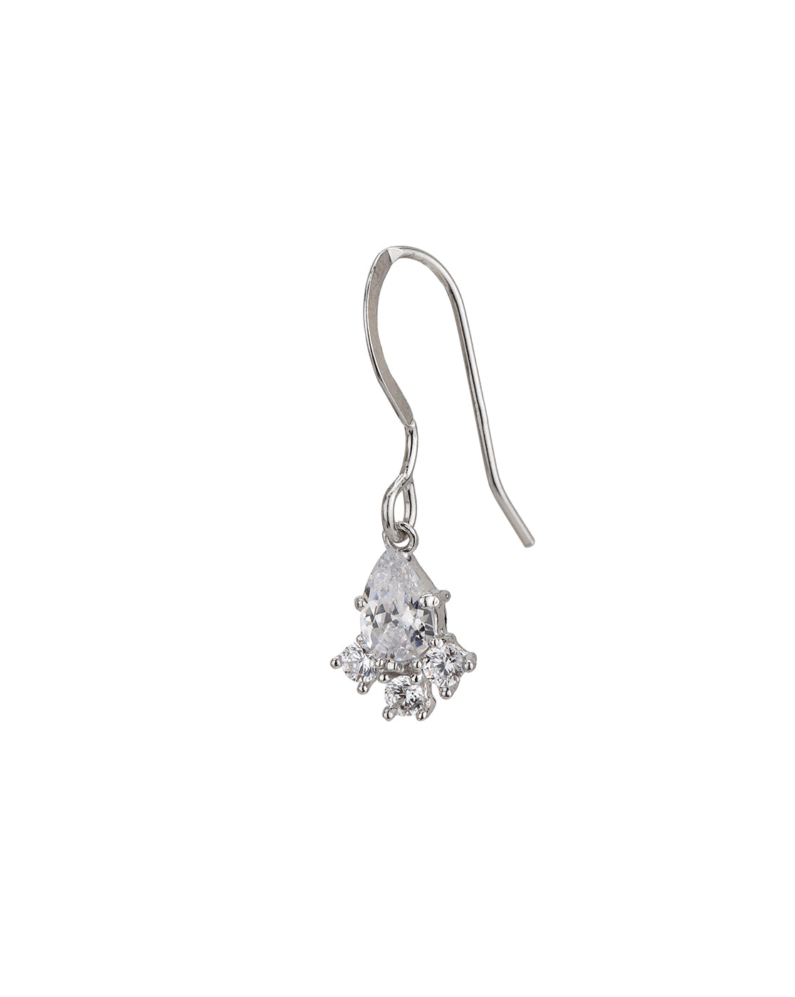 925 Sterling Silver Rhodium Plated Dangling Solitaire Drop Earring
