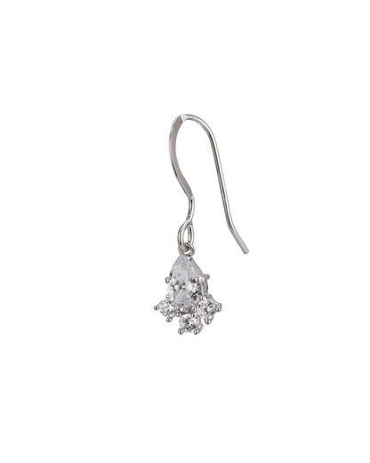 925 Sterling Silver Rhodium Plated Dangling Solitaire Drop Earring