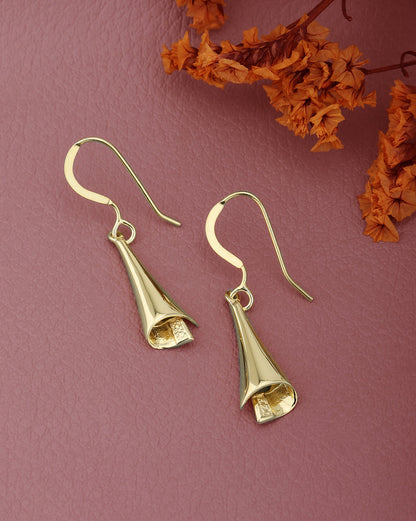 925 Sterling Silver 18kt Gold Plated Contemporary Drop Earring