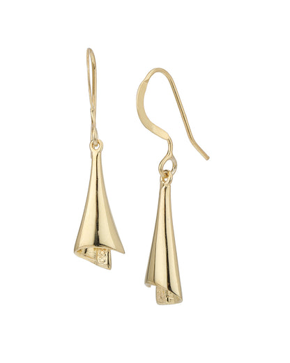 925 Sterling Silver 18kt Gold Plated Contemporary Drop Earring