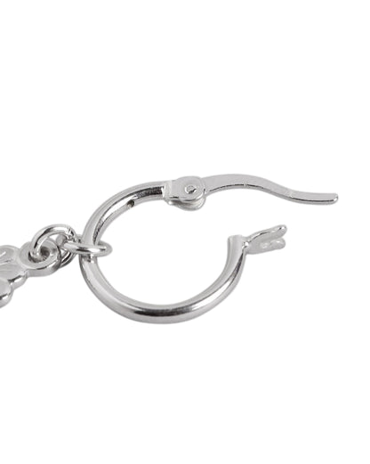 925 Sterling Silver Rhodium Plated Floral Hoop Earring