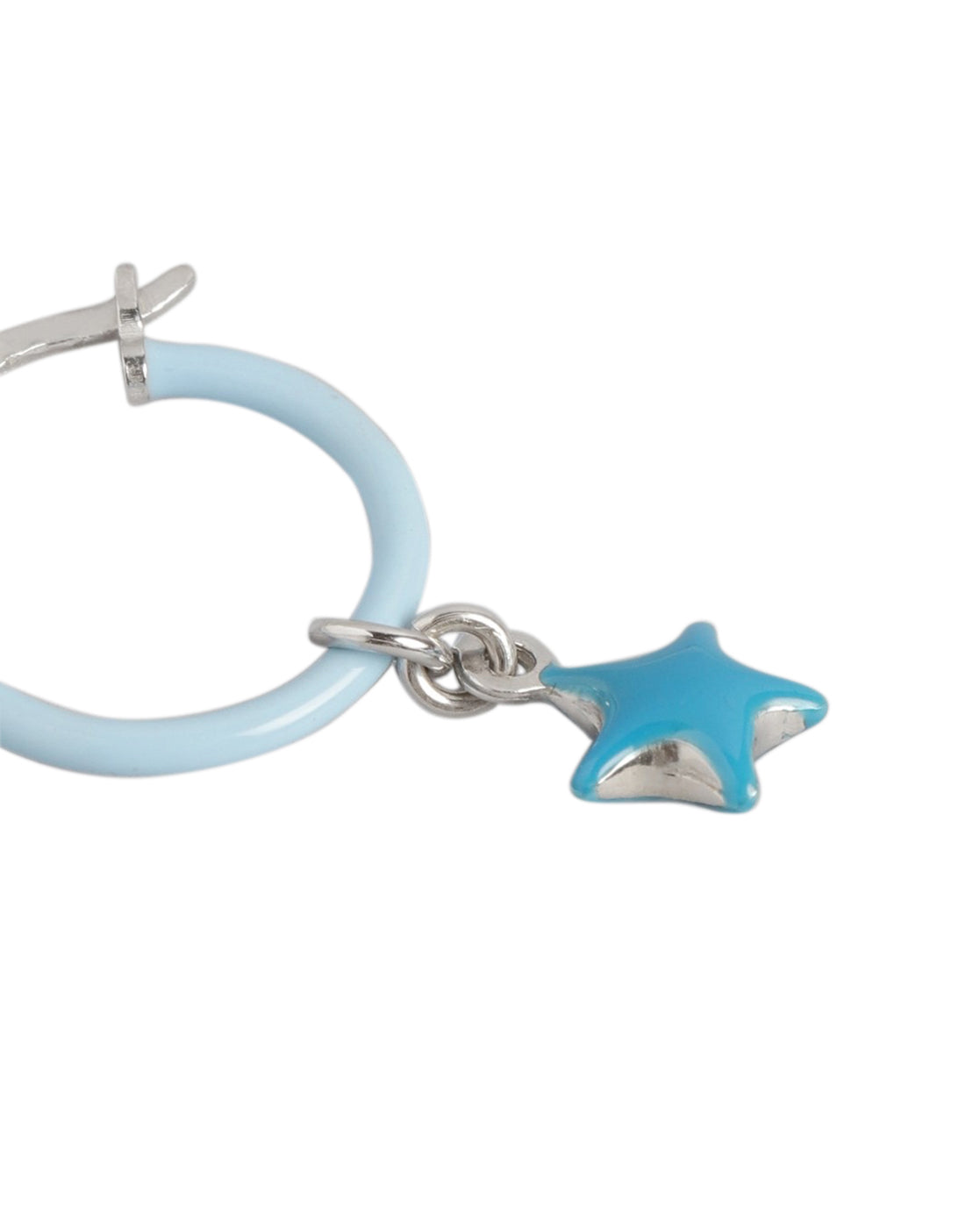 925 Sterling Silver Rhodium Plated Enamel Star Hoop Earring