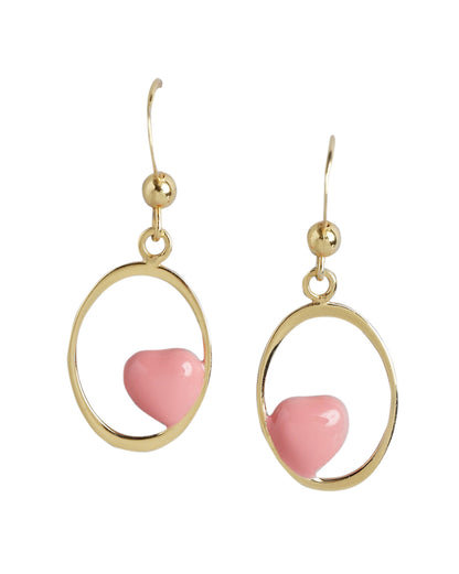925 Sterling Silver 18kt Gold Plated with Enamel Heart Drop Earring