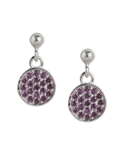 925 Sterling Silver Rhodium Plated with CZ Drop Earring