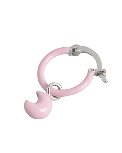 925 Sterling Silver Rhodium Plated Enamel Moon Hoop Earring