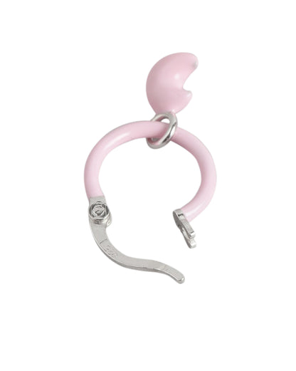 925 Sterling Silver Rhodium Plated Enamel Moon Hoop Earring