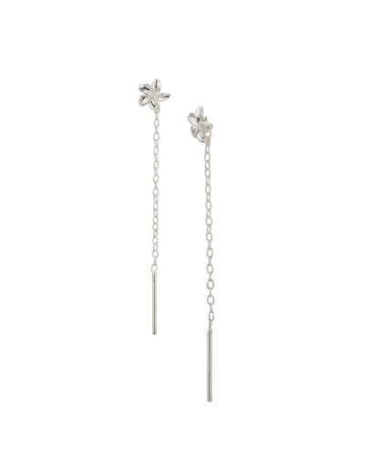 925 Sterling Silver Rhodium Plated Floral Drop Earring