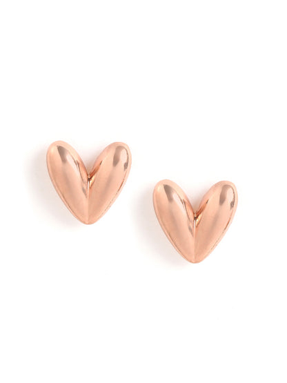 925 Sterling Silver 18kt Rose Gold Plated Heart Stud Earring