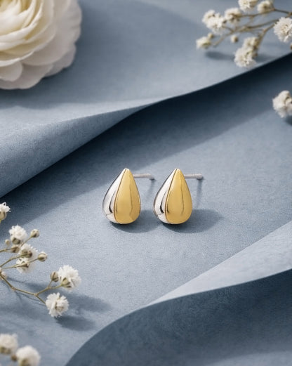 925 Sterling Silver Dual-Tone Plated Radiance Teardrop Stud Earring