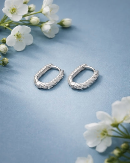 925 Sterling Silver Rhodium Plated Oval Mini Hoop Earring