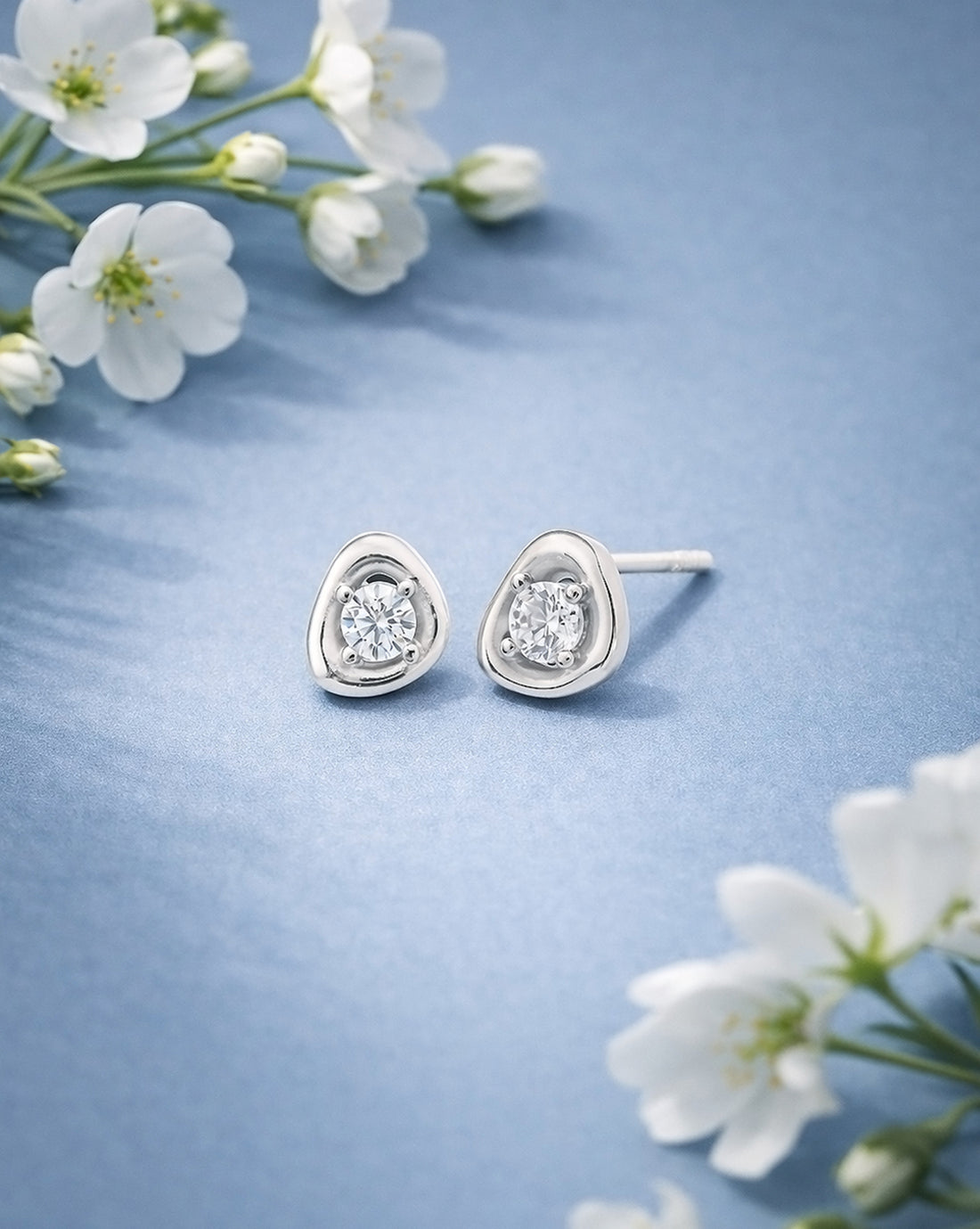 925 Sterling Silver Rhodium Plated CZ Mini Stud Earring