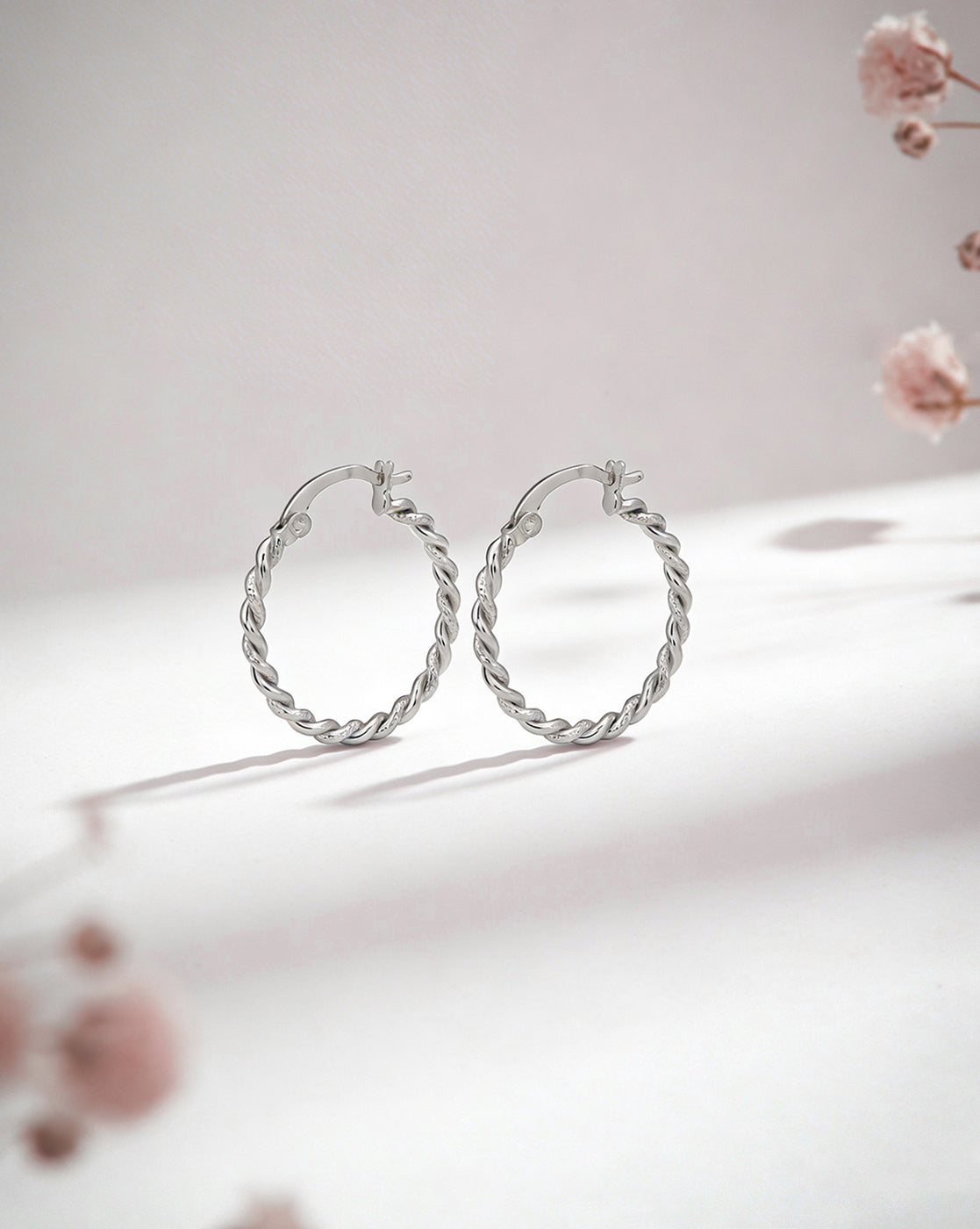 925 Sterling Silver Rhodium Plated Circular Hoop Earring
