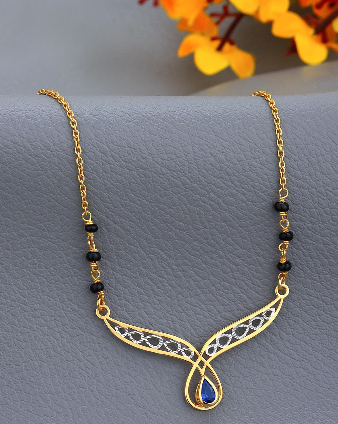 925 Sterling Silver 18kt Gold Plated with Glass Bead Mangalsutra