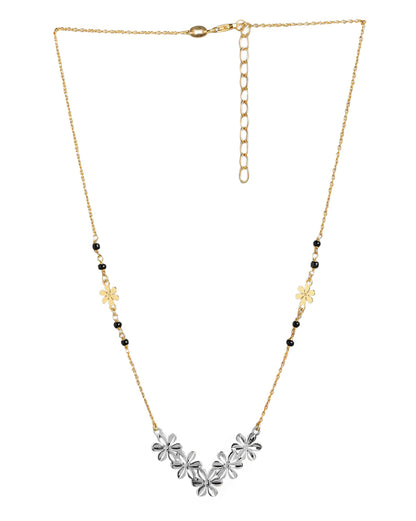 925 Sterling Silver 18kt Gold &amp; Rhodium Plated with Glass Bead Mangalsutra