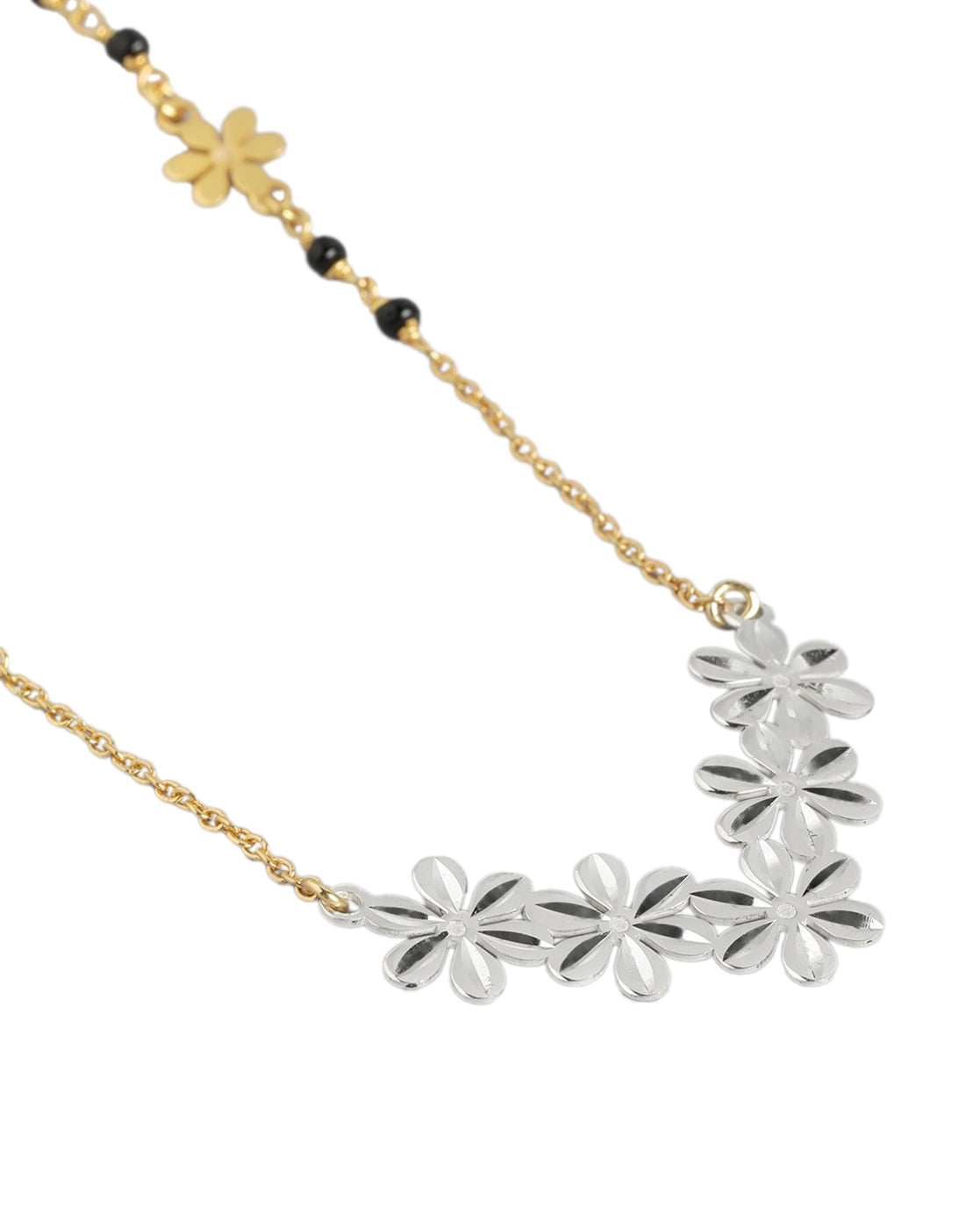 925 Sterling Silver 18kt Gold &amp; Rhodium Plated with Glass Bead Mangalsutra