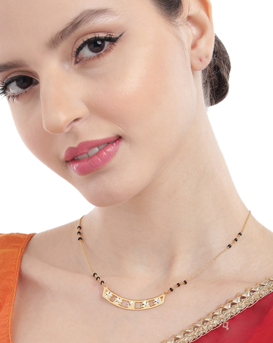 925 Sterling Silver with 18kt Gold Plated and Glass Bead Mangalsutra