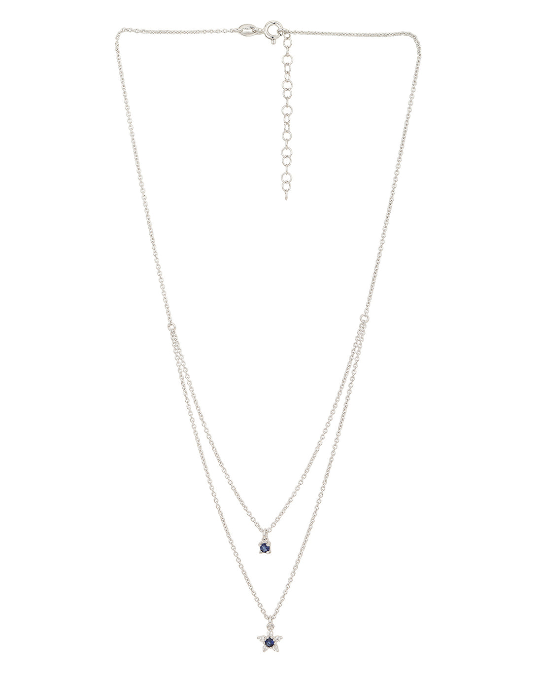 925 Sterling Silver Rhodium Plated Double Chain Necklace