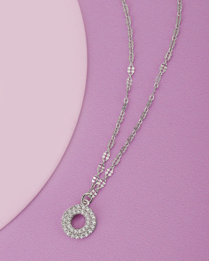 925 Sterling Silver Rhodium Plated With Cz Pendant And Chain
