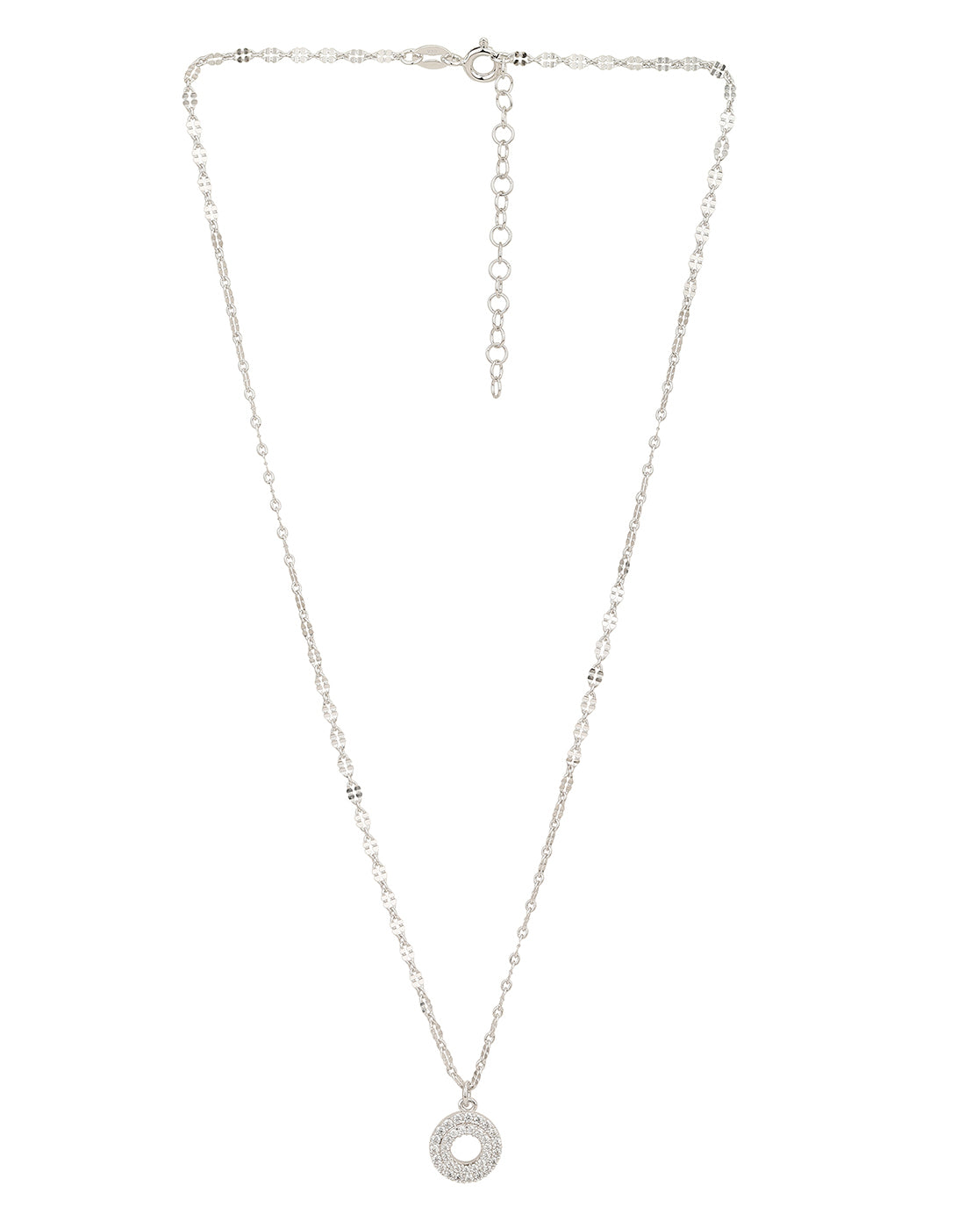 925 Sterling Silver Rhodium Plated With Cz Pendant And Chain