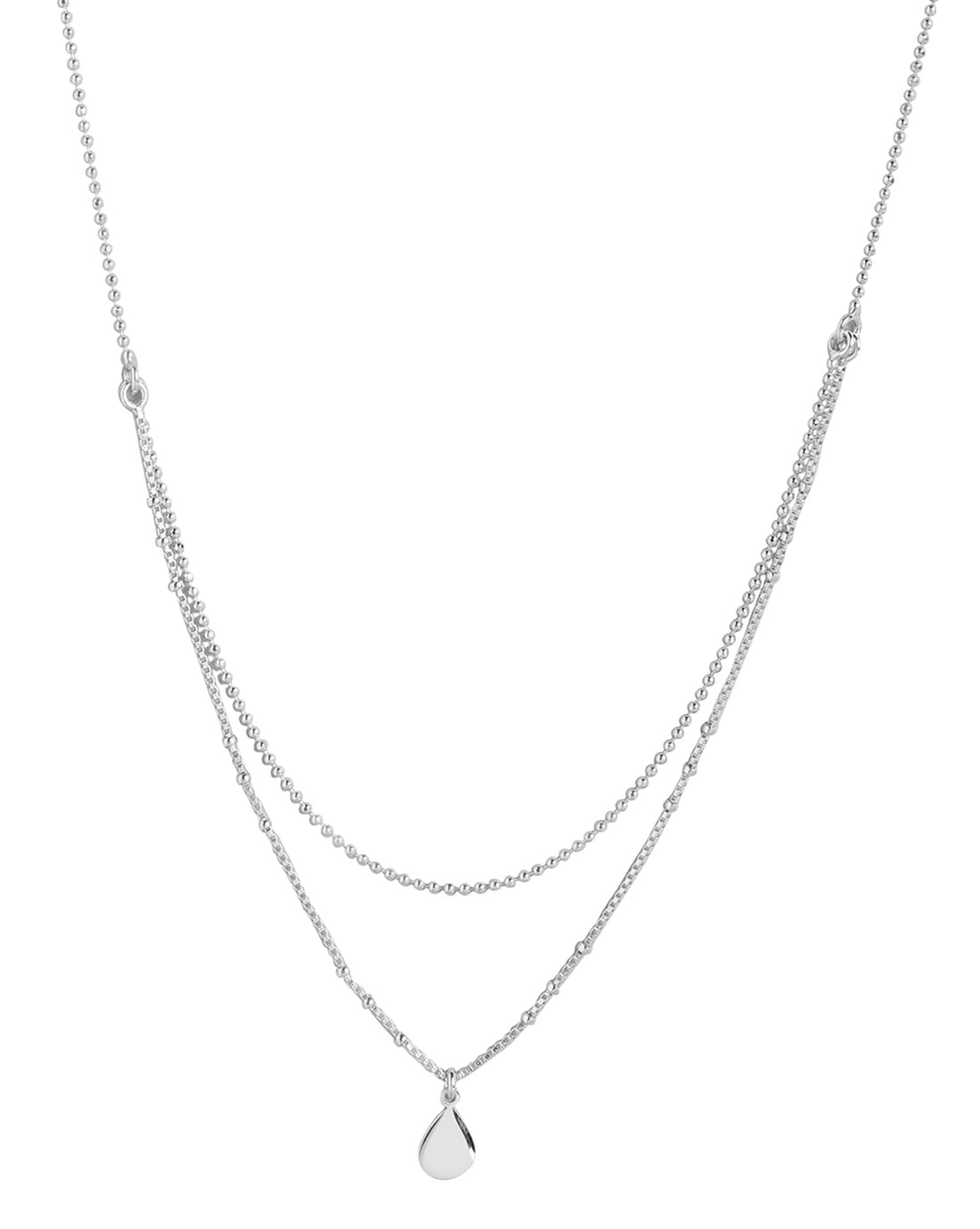 925 Sterling Silver Rhodium Plated Double Chain Choker Necklace