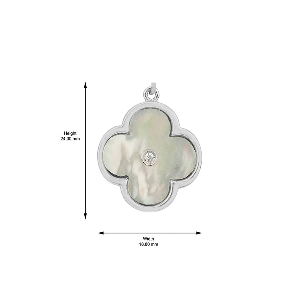 925 Sterling Silver Rhodium Plated And Shell Pendant With Chain For Women
