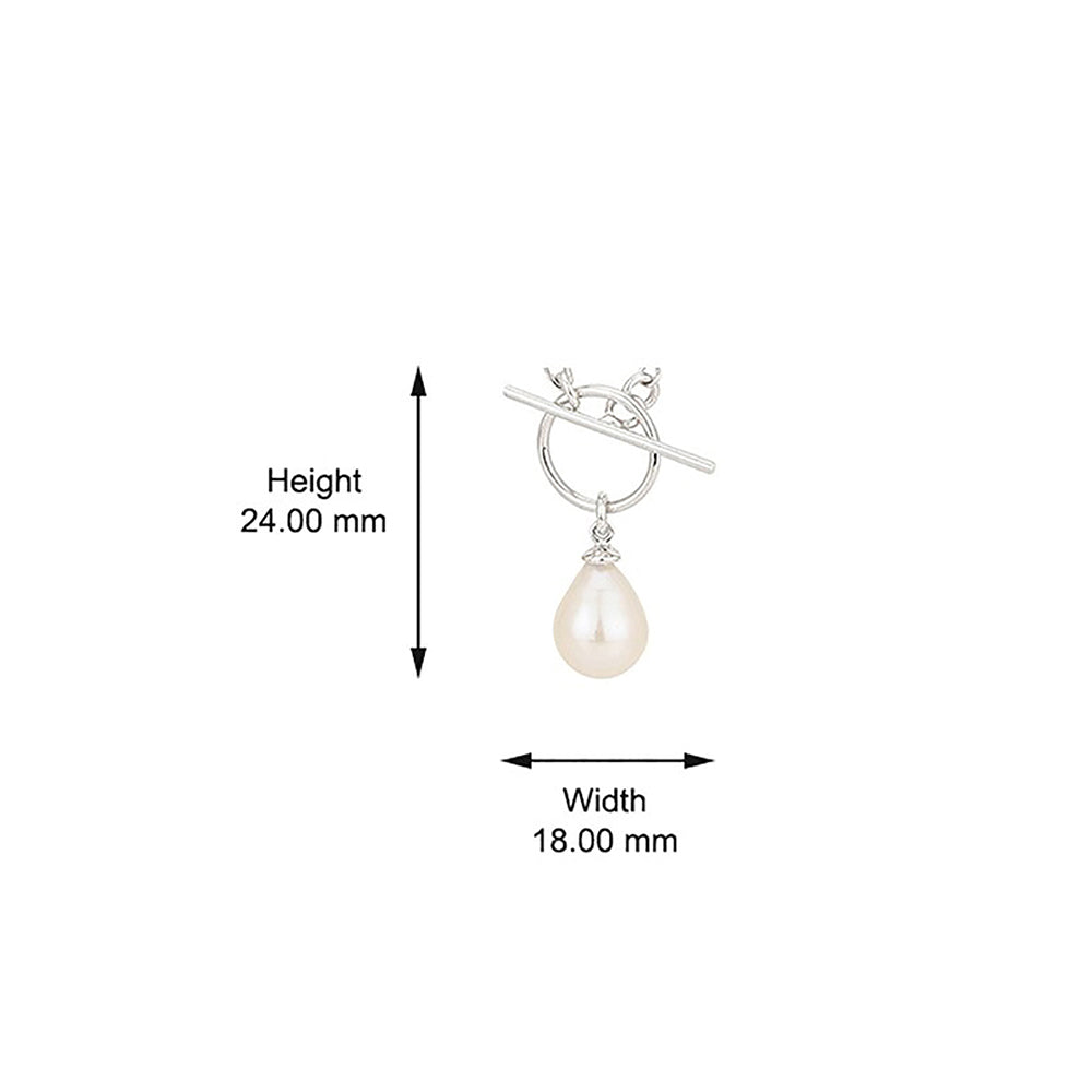 925 Sterling Silver Rhodium Plated Toggle &amp; Bar Pearl Necklace For Women