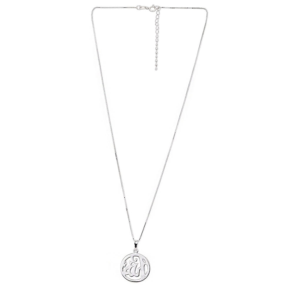 925 Sterling Silver Rhodium Plated Religious Pendant With Chain For Women