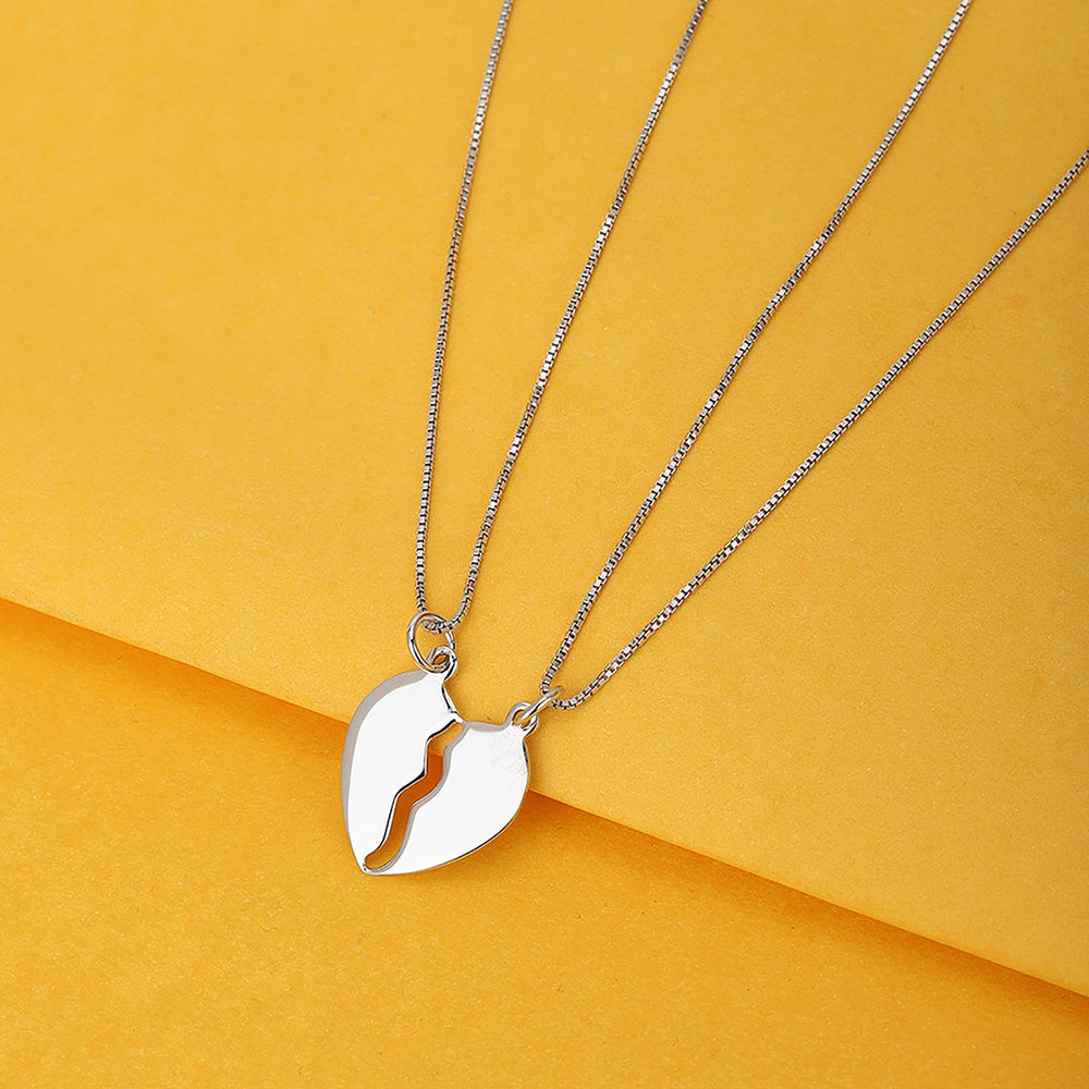Simple Broken Heart Double Chain Pendant Necklace For Couple and Girls –  Loto.pk