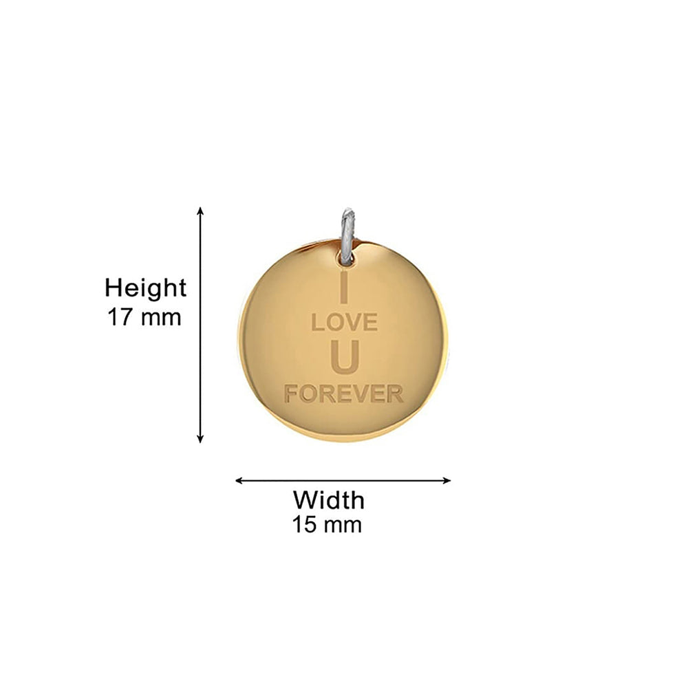 925 Sterling Silver 2 Tone Plated I Love You Forever Engraved Pendant With Chain For Women