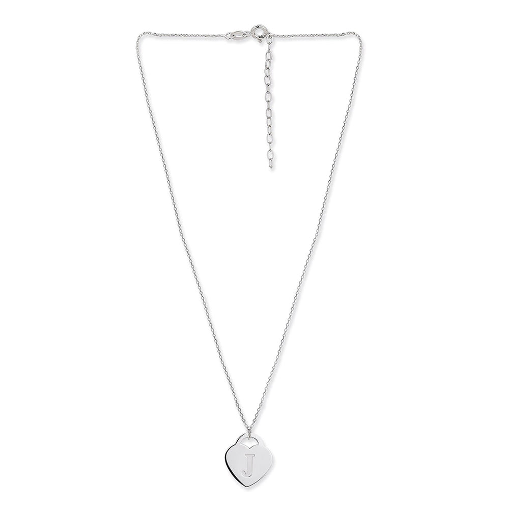 925 Sterling Silver Rhodium Plated And Alphabet Pendant With Chain For Women