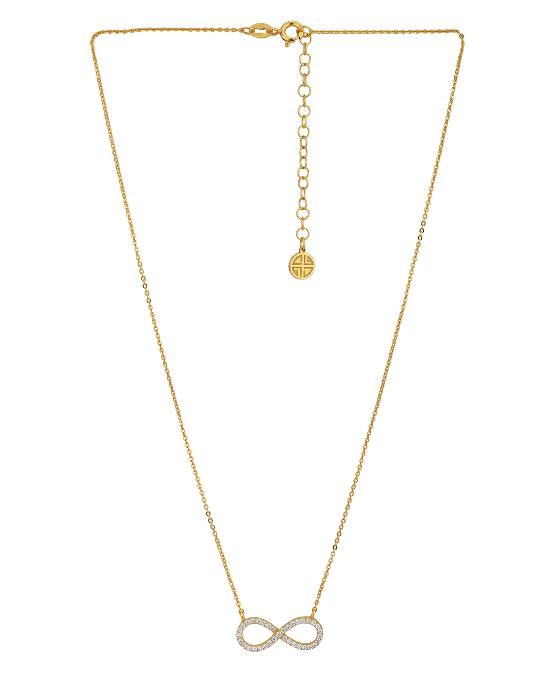 925 Sterling Silver 18kt Gold Plated with CZ Infinity Necklace for women