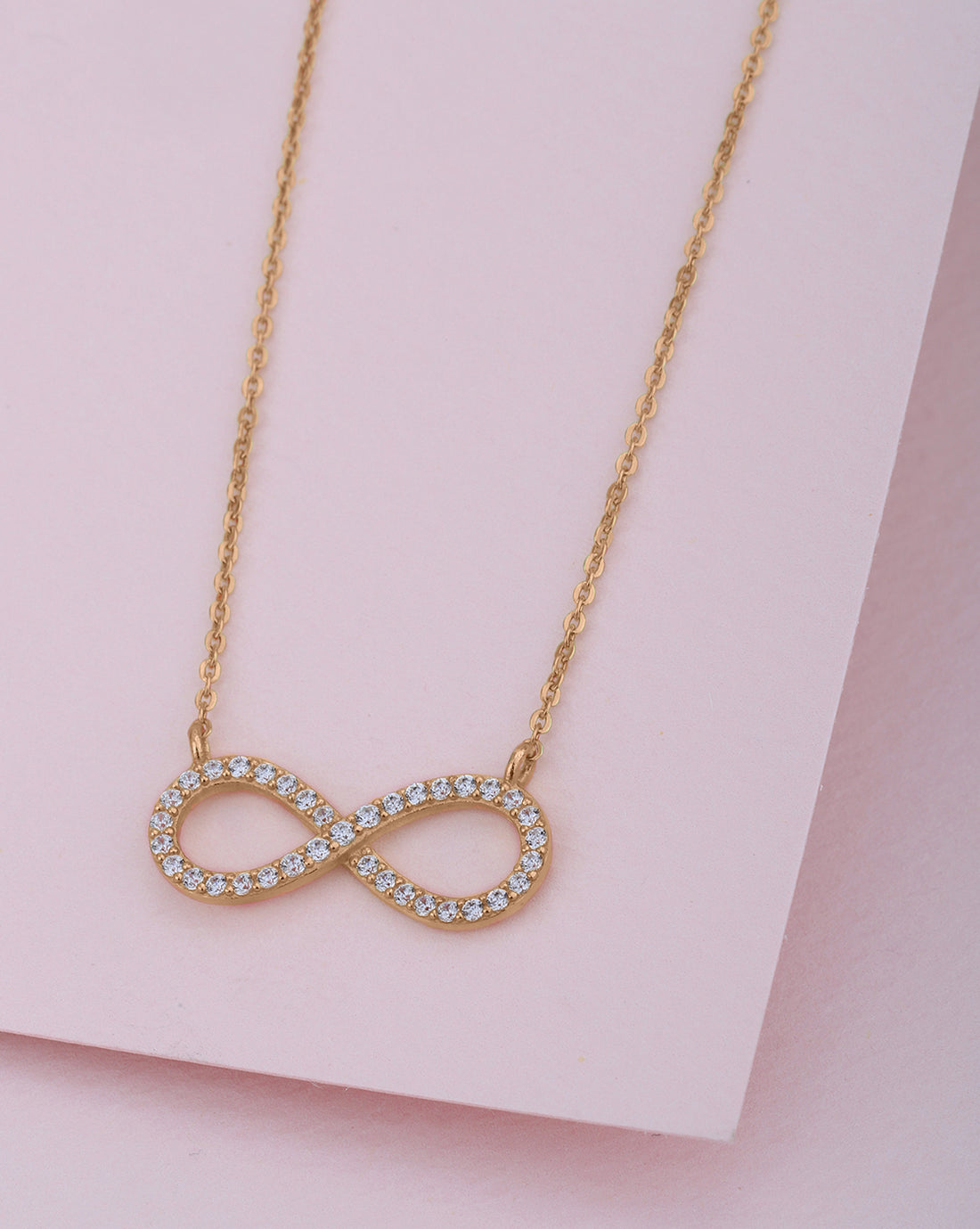 925 Sterling Silver 18kt Rose Gold Plated with CZ Infinity Necklace for women