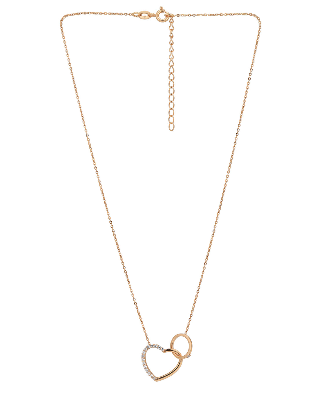 925 Sterling Silver 18kt Rose Gold Plated with CZ Heart Necklace for women
