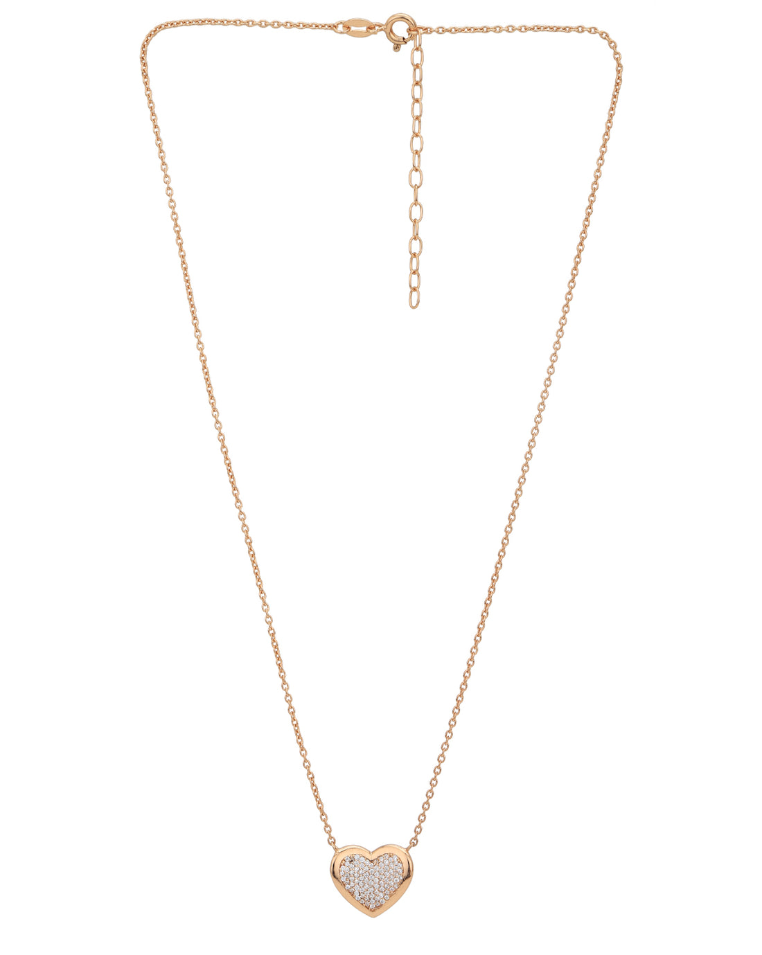 925 Sterling Silver 18kt Rose Gold Plated with CZ Heart Necklace for women