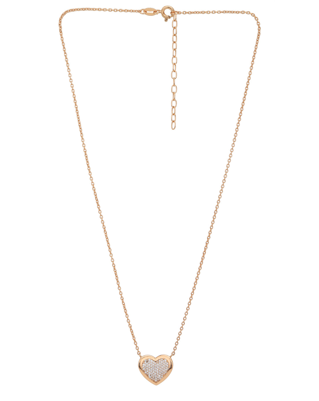 925 Sterling Silver 18kt Rose Gold Plated with CZ Heart Necklace for women