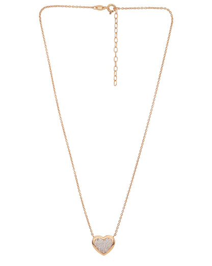 925 Sterling Silver 18kt Rose Gold Plated with CZ Heart Necklace for women