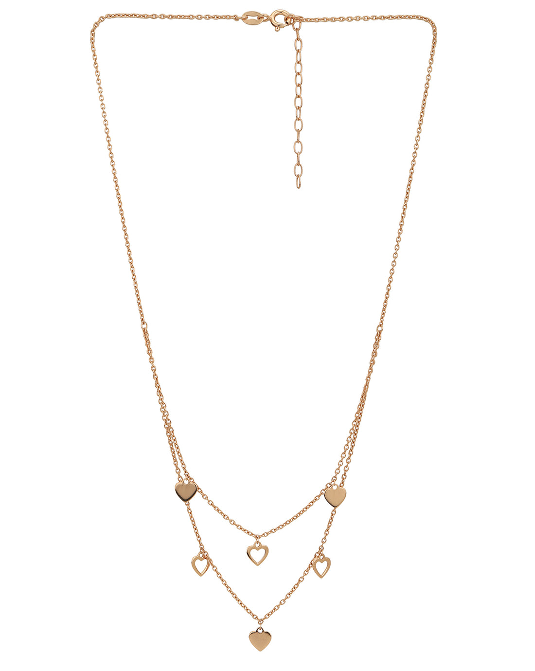 925 Sterling Silver 18kt Rose Gold Plated Double Chain Necklace for women