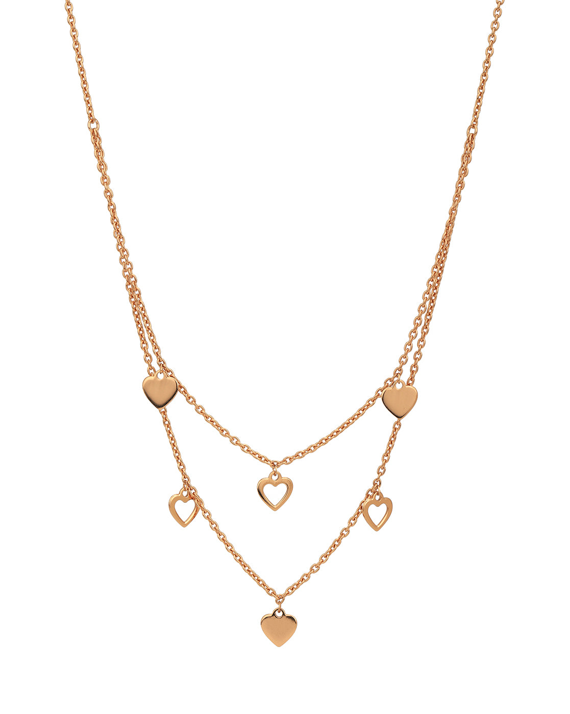 925 Sterling Silver 18kt Rose Gold Plated Double Chain Necklace