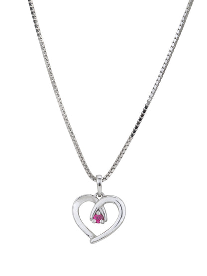 925 Sterling Silver Rhodium Plated with CZ Heart Pendant with Chain