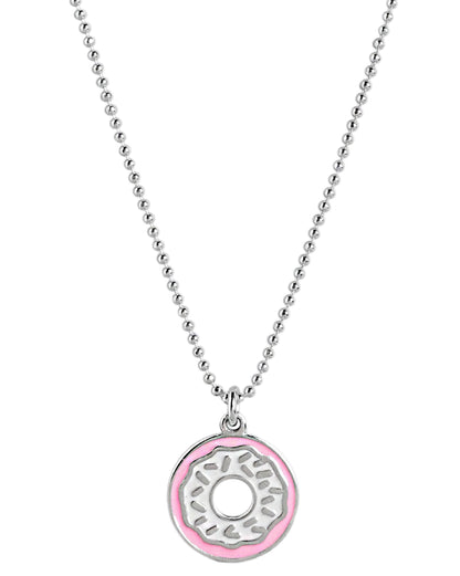 925 Sterling Silver Rhodium Plated Enamel Doughnut Necklace
