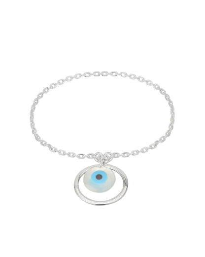 Carlton London Men Silver-Toned Blue 925 Sterling Silver Lumba Rakhi