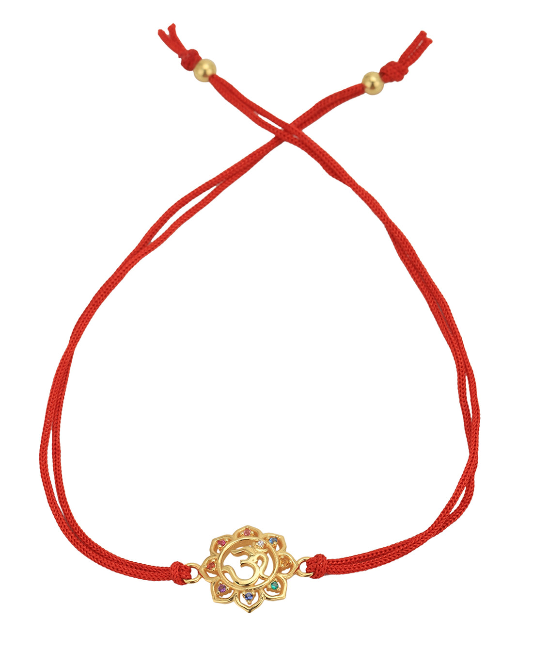 925 Sterling Silver 18kt Gold Plated with CZ Om Floral Rakhi for men