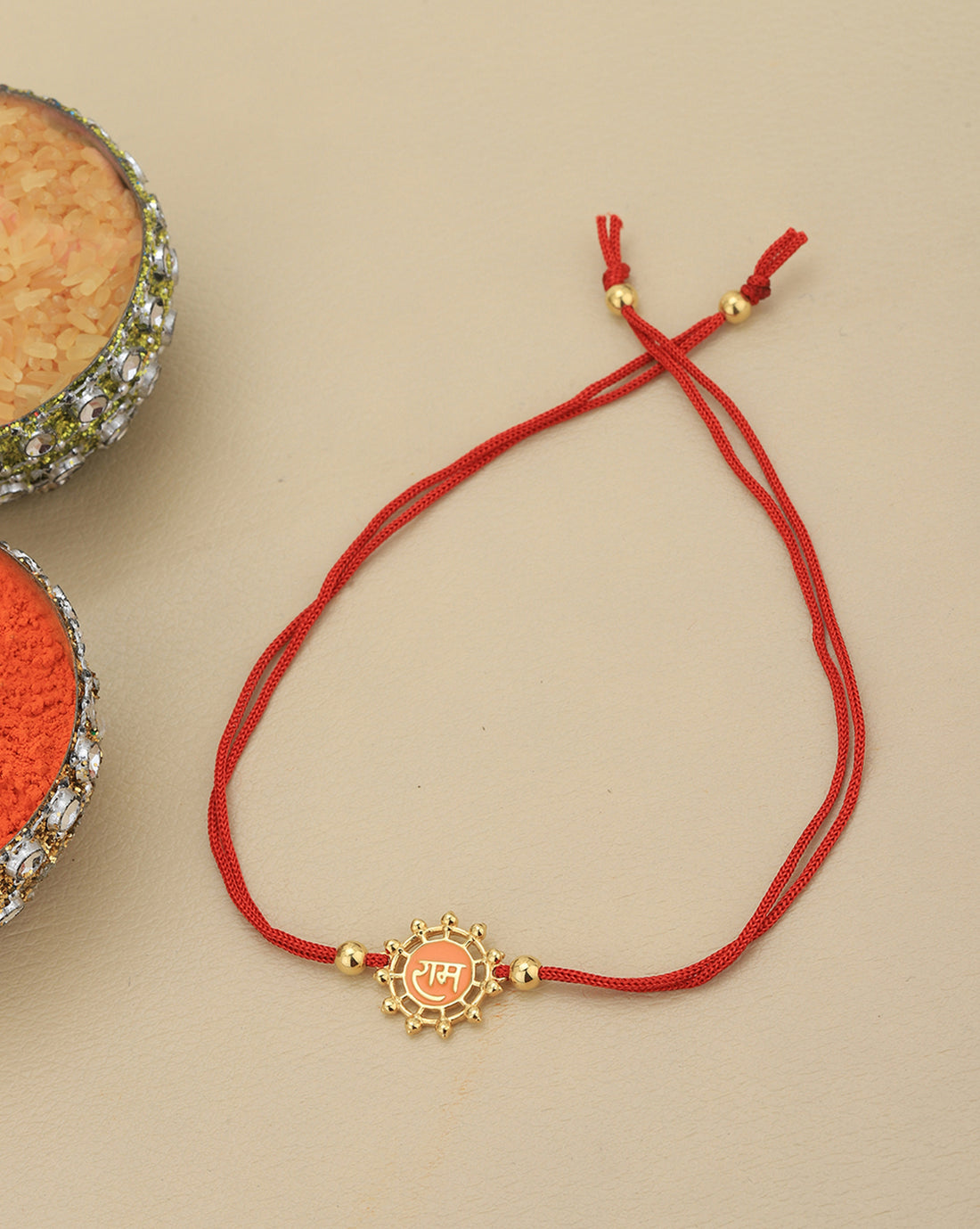 925 Sterling Silver 18kt Gold Plated Engrave Ram with Enamel Rakhi for men