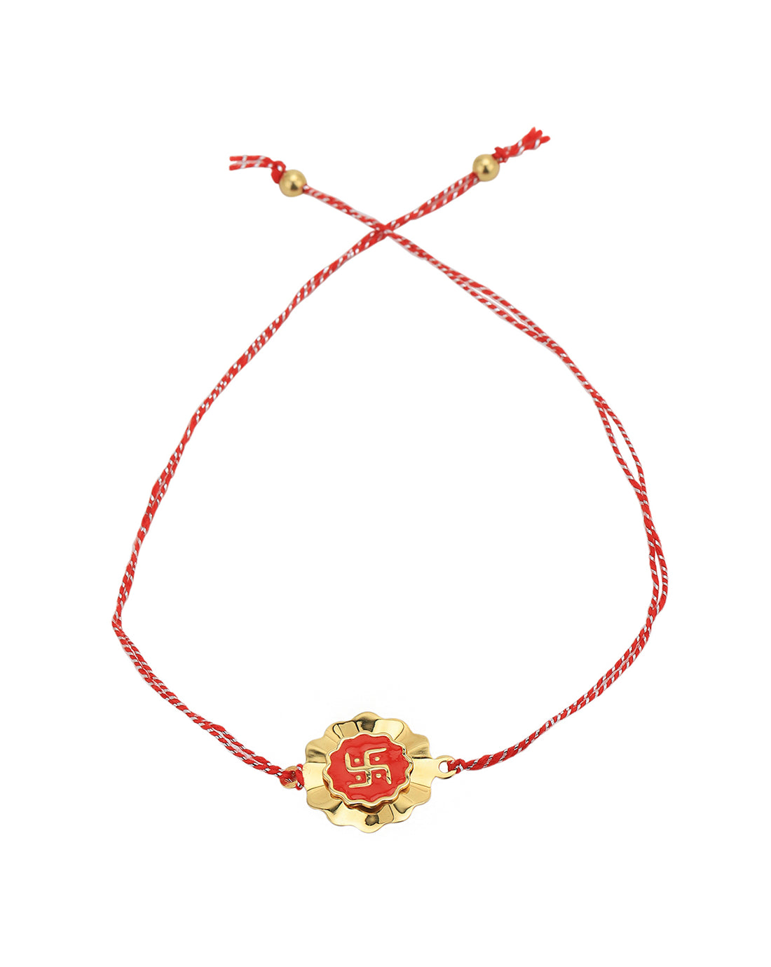 925 Sterling Silver 18kt Gold Plated Swastik with Enamel Rakhi for men