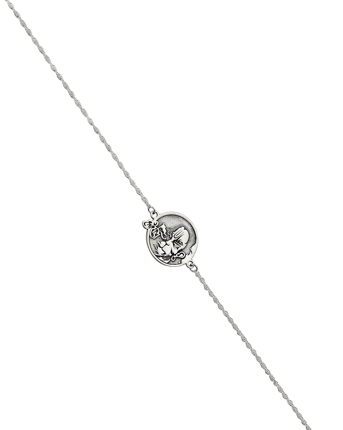 925 Sterling Silver Engrave and Silver Plated Lord Angry Hanuman Oxidised Rakhi