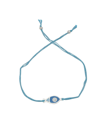 925 Pure Sterling Silver Enamel and Silver Plated Evil Eye Rakhi