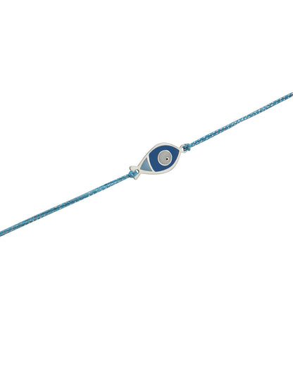 925 Pure Sterling Silver Enamel and Silver Plated Evil Eye Rakhi