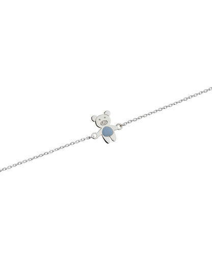 925 Pure Sterling Silver Enamel and Silver Plated Teddy Bear Charm Rakhi