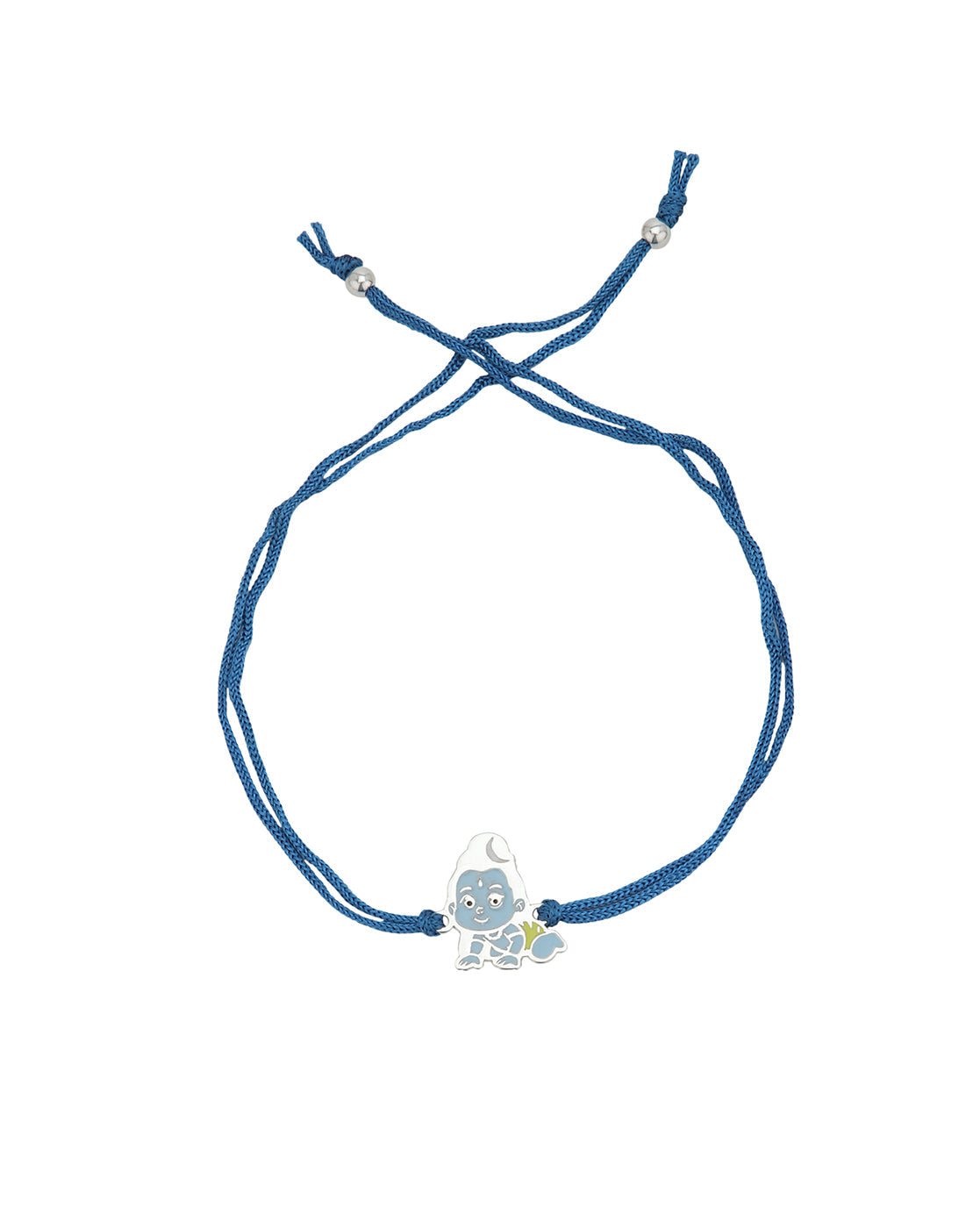 925 Sterling Silver Rhodium Plated and Enamel Lord Krishna Kids Rakhi